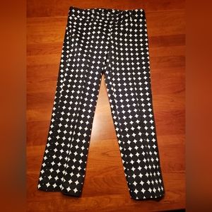 J. Crew "City Fit" Polka Dot Trousers,  Size 2, black on white print.
